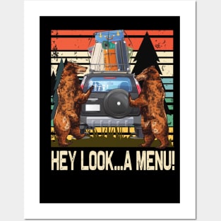 Hey look A Menu..Funny bear camper Posters and Art